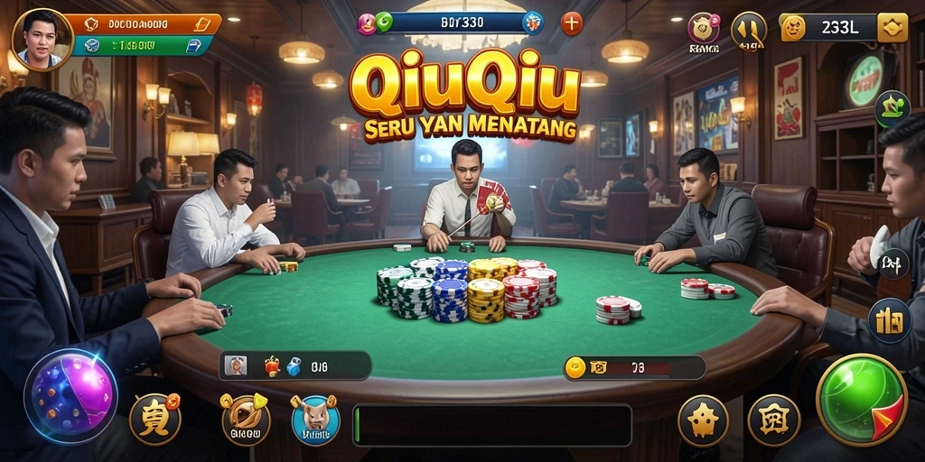 Screenshot menunjukkan gameplay QiuQiu yang seru dan menantang.
