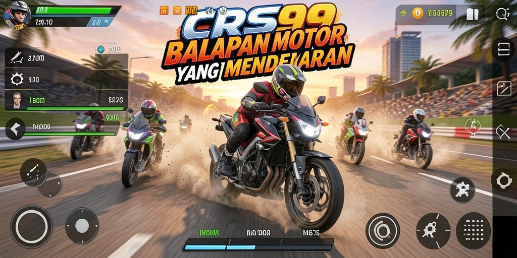 Tampilan menarik dari game balapan motor CRS99 dalam aksi.