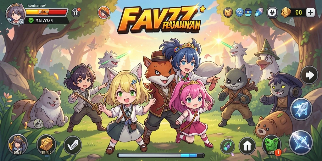 Gambaran gameplay seru dalam FAV77 dengan karakter anime.