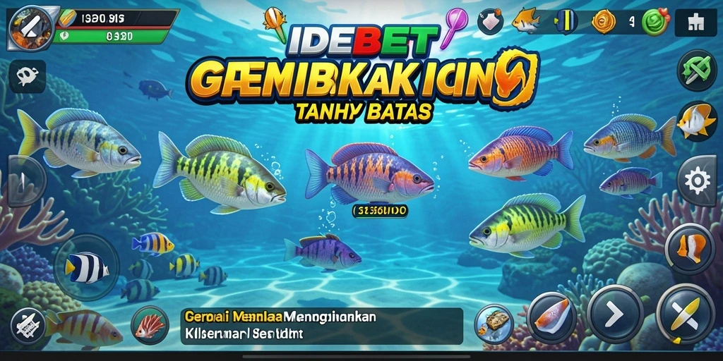 Tampilan gameplay memukau dalam IDEBET dengan aksi menembak ikan yang seru.