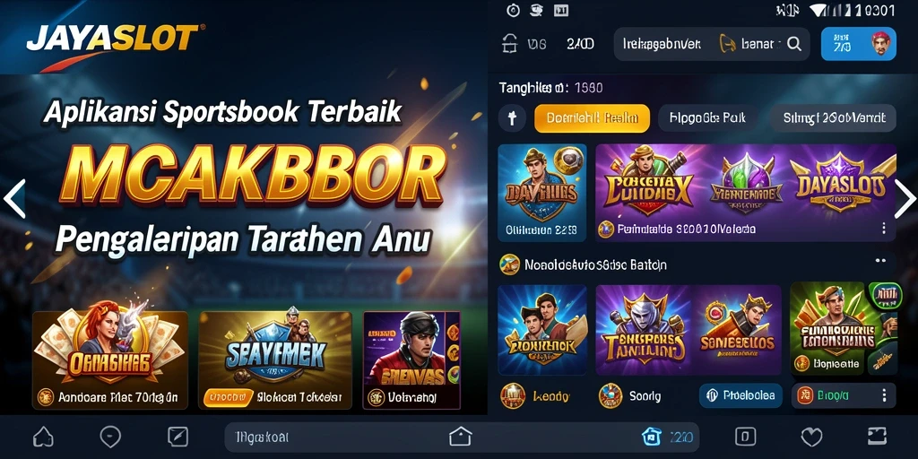 Tampilan utama aplikasi JAYASLOT dengan pilihan taruhan olahraga.