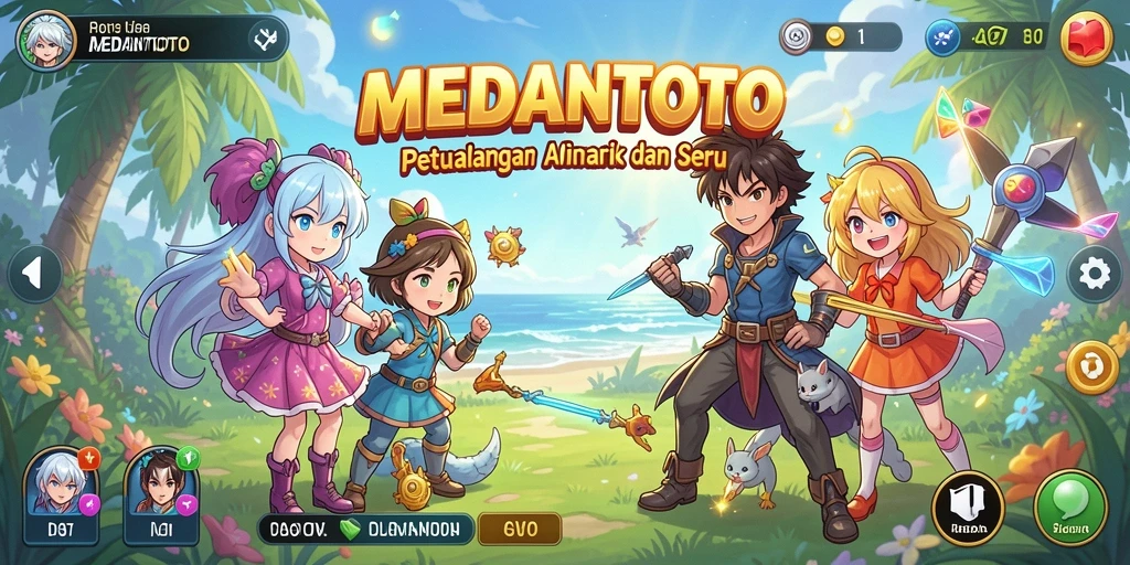 Tampilan gameplay seru dengan karakter anime ikonik dalam MEDANTOTO.