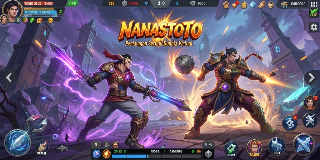 Screenshot NANASTOTO menampilkan aksi pertarungan yang dinamis dan grafis menawan.