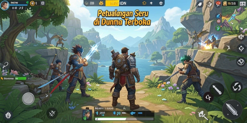 Screenshot gameplay NEWIDN menunjukkan petualangan seru di dunia terbuka.