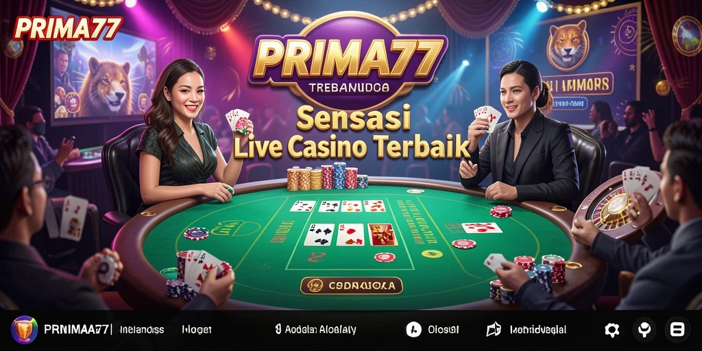 Screenshot gameplay nyata PRIMA77 dengan dealer langsung.