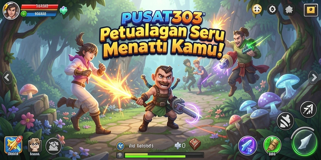 Tampilan gameplay menegangkan di PUSAT303 saat menjelajahi dunia petualangan.