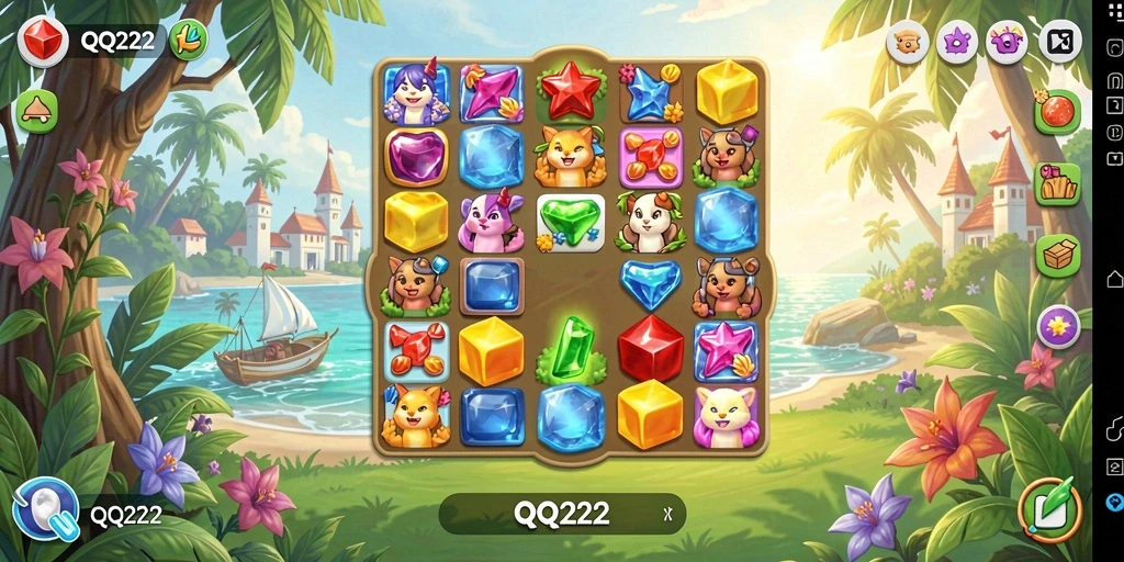 Tampilan gameplay seru dari QQ222 dengan kombinasi warna-warni.