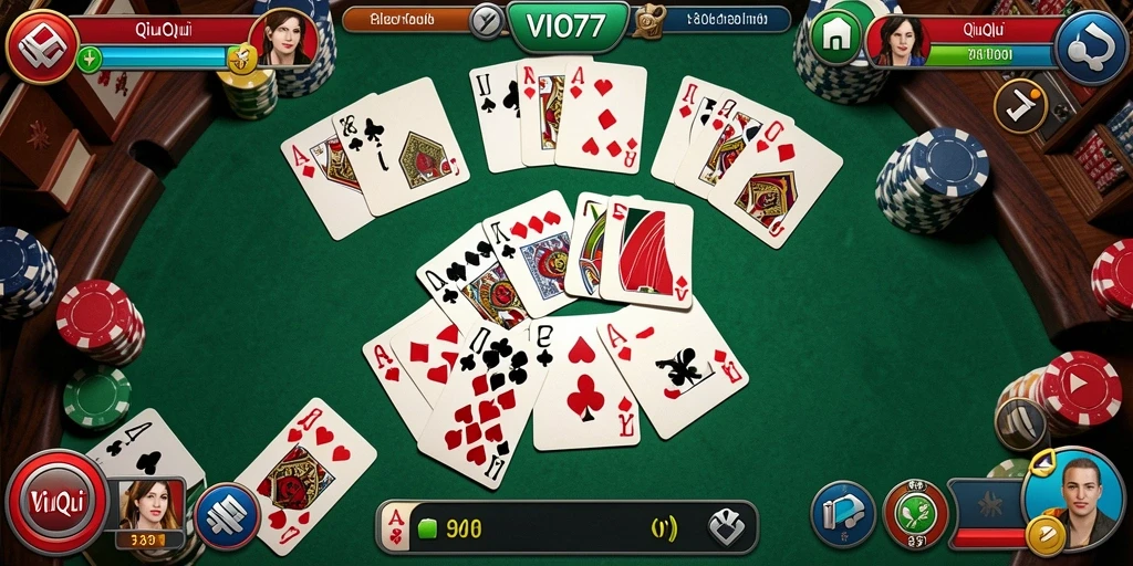 Tampilan grafik gameplay QiuQiu yang menarik dan interaktif.