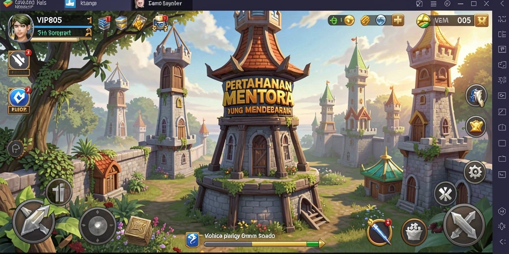 Gameplay seru di VIP805 menampilkan pertahanan menara yang dinamis.
