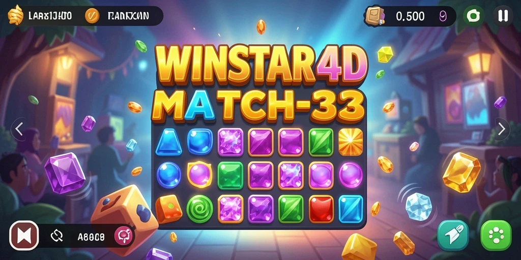Screenshot gameplay <strong>WINSTAR4D</strong> menampilkan momen seru dalam permainan Match-3.